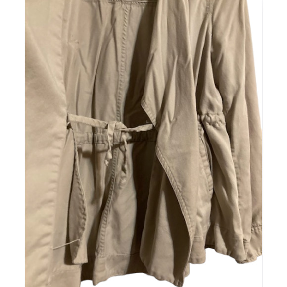 Beige Drawstring Draped Coat - Silence & Noise - Tan Cinched Jacket - Picture 4 of 9